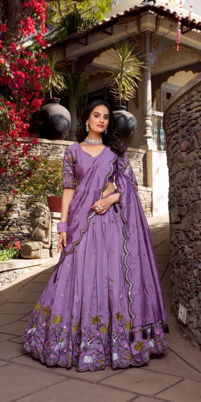 LNB 1423 Light Purple Color Vichitra Simmer and Thread Embroidery Work Lehenga Choli Wedding, Party, Festive, Events Etc. Delivery 4-6 Working Days Rs 3199 | Lehenga, Bollywood Lehenga, Creative Lehenga, Designer Lehenga, Embroidered Lehenga, Party Wear Lehenga