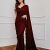 DF 3312 Maroon Color Faux Georgette 5mm Sequence Embroidery Work Saree Casual, Wedding, Festive, Events . Expected Delivery  4-6 Working Days @1899/- only                                                 | Sarees, Bollywood Sarees, Creative Sarees, Designer Sarees, Embroidered Sarees, Ethnic Saree, Modern Digital sarees, Party Wear Sarees