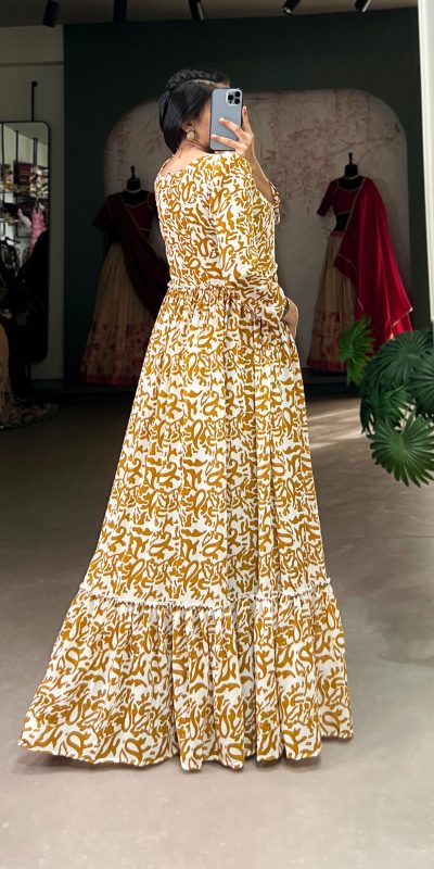 YNF 5016 Mustard Color Georgette Plain Sequins Embroidery Lace Gown Casual, Wedding, Festive, Events . Expected Delivery 4-6 Working Days @1599/- only | Gowns, Bollywood Gowns, Creative Gowns, Designer Gowns, Embroidered Gowns, Party Wear Gowns