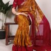 YNF 7046 Mustard Color Polyester Chanderi Print Zari Weaving Work Saree Casual, Wedding, Festive, Events . Expected Delivery  4-6 Working Days @1549/- only                                                                                | Sarees, Bollywood Sarees, Creative Sarees, Designer Sarees, Embroidered Sarees, Ethnic Saree, Modern Digital sarees, Party Wear Sarees