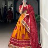 LNB 1736 Mustard Color Tasar Silk Bandhej Print And Gamthi Work Lehenga Choli Wedding, Party, Festive, Events Etc. Delivery 4-6 Working Days Rs 3499 | Lehenga, Bollywood Lehenga, Creative Lehenga, Designer Lehenga, Embroidered Lehenga, Party Wear Lehenga