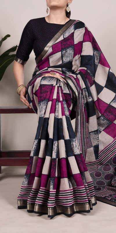 YNF 7045 Navy Blue Color Polyester Viscose Chanderi Printed Border Saree Casual, Wedding, Festive, Events . Expected Delivery 4-6 Working Days @1499/- only | Sarees, Bollywood Sarees, Creative Sarees, Designer Sarees, Embroidered Sarees, Ethnic Saree, Modern Digital sarees, Party Wear Sarees