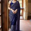 DF 3451 Navy Blue Color Faux Georgette 5mm Sequence Embroidery Work Saree Casual, Wedding, Festive, Events . Expected Delivery  4-6 Working Days @1799/- only                                                 | Sarees, Bollywood Sarees, Creative Sarees, Designer Sarees, Embroidered Sarees, Ethnic Saree, Modern Digital sarees, Party Wear Sarees