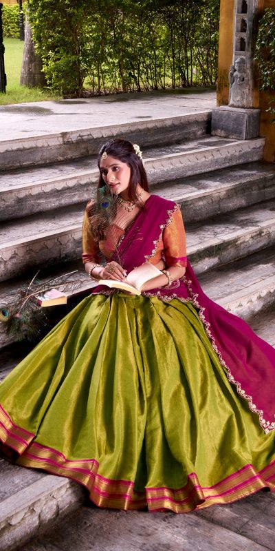 LNB 2009 Navy Blue Elevate your style with the Navy Blue Kanchipuram Weaving Lehenga Choli, featuring stunning zari work and a comfortable drawstring fit. | Lehenga, Bollywood Lehenga, Creative Lehenga, Designer Lehenga, Embroidered Lehenga, Party Wear Lehenga