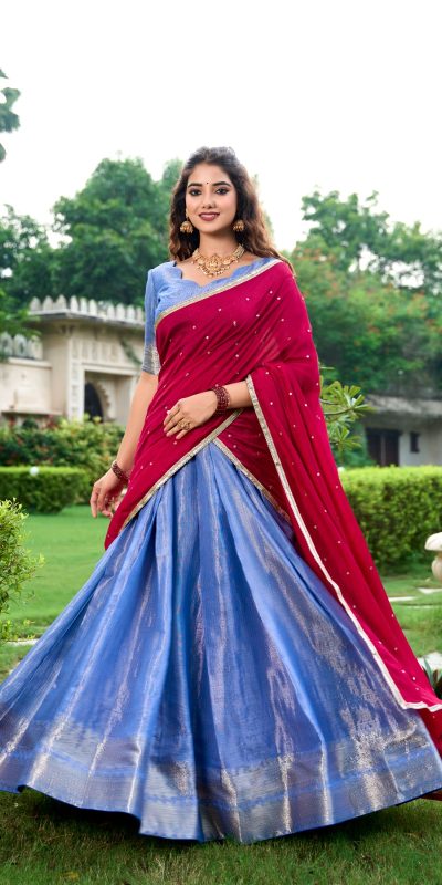 LNB 2003 Navy Blue Color Kanchipuram Lehenga Choli With Zari Embroidery Work. Available at ₹1999 only. Delivery 4-6 Working Days. Shop now. | Lehenga, Bollywood Lehenga, Creative Lehenga, Designer Lehenga, Embroidered Lehenga, Party Wear Lehenga