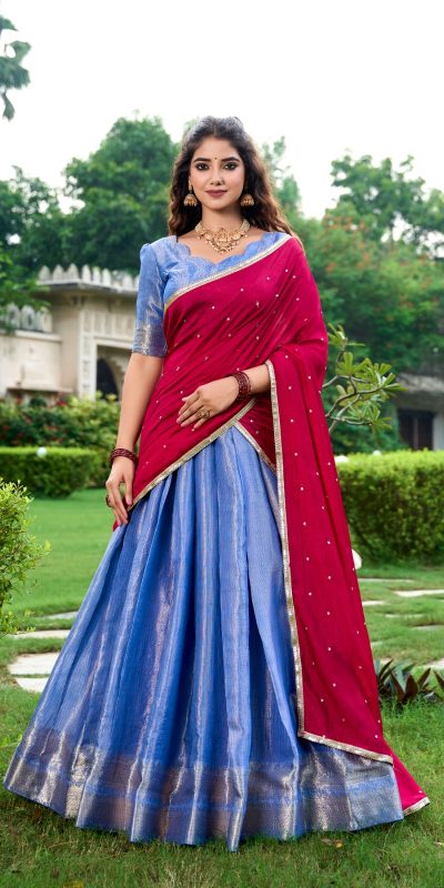 LNB 2003 Navy Blue Color Kanchipuram Lehenga Choli With Zari Embroidery Work. Available at ₹1999 only. Delivery 4-6 Working Days. Shop now. | Lehenga, Bollywood Lehenga, Creative Lehenga, Designer Lehenga, Embroidered Lehenga, Party Wear Lehenga