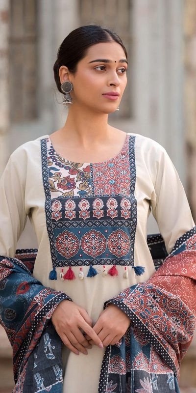 LG 1992 Off White Color Roman Silk Printed Patch Work  Salwar Suit Casual, Wedding, Festive, Events . Expected Delivery  4-6 Working Days @1899/- only      | Jump Suits, Salwar suit, Casual Suits, Creative suits, Designer Suits, Palazzo Suits, Party Wear Suits, Patiala Suits, Straight Suits