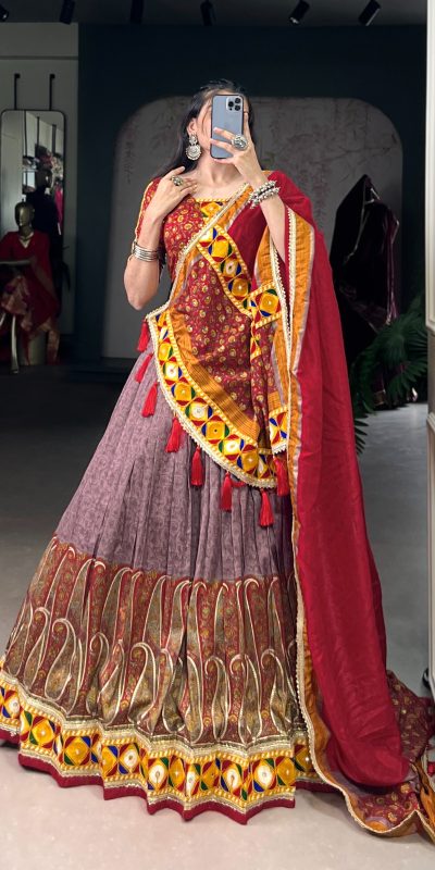 LNB 1745 Onion Color Tasar Silk Kashmiri Foil Print Gamthi Work Sequins Lehenga Choli Wedding, Party, Festive, Events Etc. Delivery 4-6 Working Days Rs 2999 | Lehenga, Bollywood Lehenga, Creative Lehenga, Designer Lehenga, Embroidered Lehenga, Party Wear Lehenga