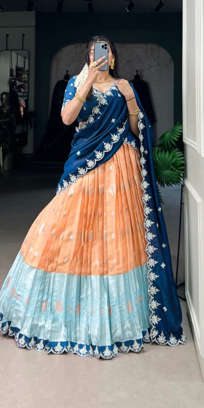 LNB 2024 Orange Color Zari Kota Weaving Work Sequins Thread Embroidery Lehenga Choli Festive Party Wedding, Events etc. Delivery 4-6 Working Days @2999/- | Lehenga, Bollywood Lehenga, Creative Lehenga, Designer Lehenga, Embroidered Lehenga, Party Wear Lehenga