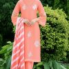 LG 1951 Peach Color Roman Silk Embroidery Work On Front Side Salwar Suit Casual, Wedding, Festive, Events . Expected Delivery  4-6 Working Days @1999/- only      | Jump Suits, Salwar suit, Casual Suits, Creative suits, Designer Suits, Palazzo Suits, Party Wear Suits, Patiala Suits, Straight Suits