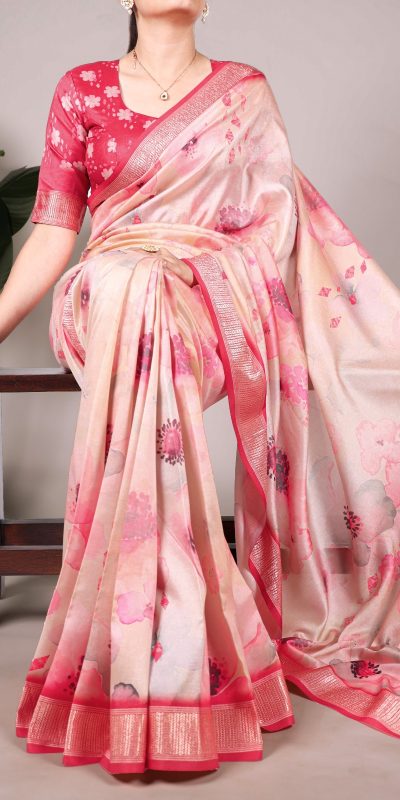 YNF 7024 Peach Color Tussar Silk With Viscose Border Floral Printed Saree Casual, Wedding, Festive, Events . Expected Delivery 4-6 Working Days @1699/- only | Sarees, Bollywood Sarees, Creative Sarees, Designer Sarees, Embroidered Sarees, Ethnic Saree, Modern Digital sarees, Party Wear Sarees