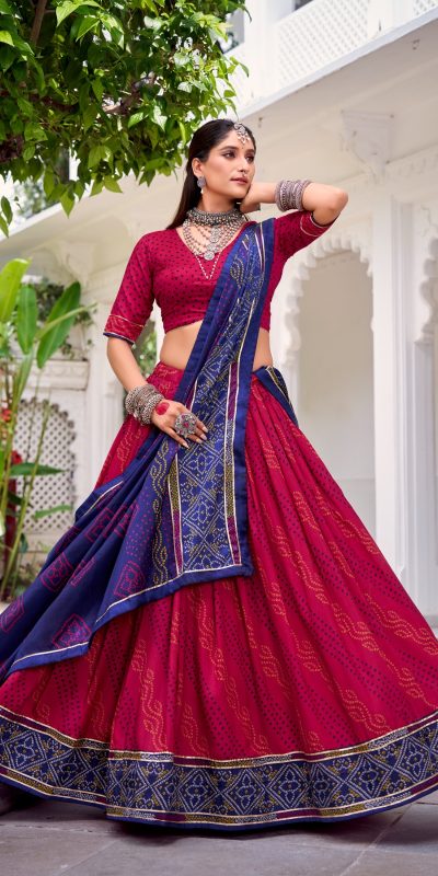 LNB 1250 Pink Color Tasar Silk Bandhej Print With Gotta Patti Lace Lehenga Choli Festive Party Wedding, Events etc. Delivery 4-6 Working Days @2149/- | Lehenga, Bollywood Lehenga, Creative Lehenga, Designer Lehenga, Embroidered Lehenga, Party Wear Lehenga