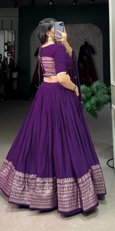 LNB 1906 Purple Color Pure Chanderi Plain With Zari Weaving Work Border Lehenga Choli Wedding, Party, Festive, Events Etc. Delivery 4-6 Working Days Rs 1999 | Lehenga, Bollywood Lehenga, Creative Lehenga, Designer Lehenga, Embroidered Lehenga, Party Wear Lehenga
