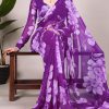 YNF 7011 Purple Color Chiffon Foral Printed Pearl Lace Border Saree Casual, Wedding, Festive, Events . Expected Delivery  4-6 Working Days @1499/- only                                                                                | Sarees, Bollywood Sarees, Creative Sarees, Designer Sarees, Embroidered Sarees, Ethnic Saree, Modern Digital sarees, Party Wear Sarees
