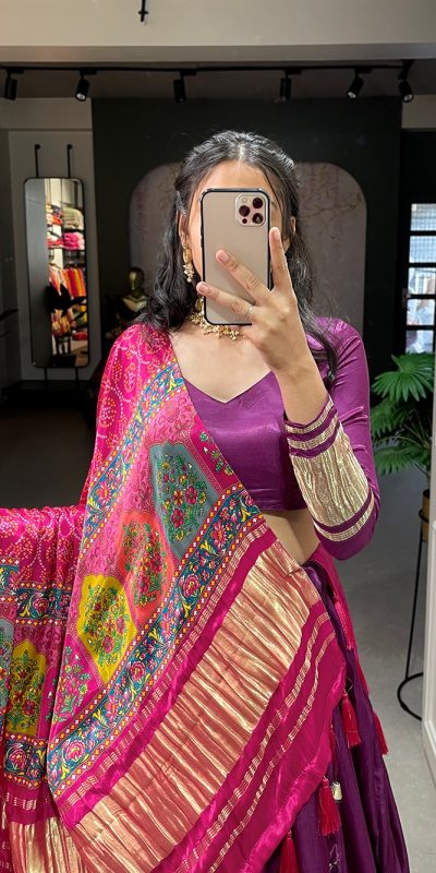 LNB 1653 Purple Color Gaji Silk Dyeing With Lagdi patta Lehenga Choli Wedding, Party, Festive, Events Etc. Delivery 4-6 Working Days Rs 3499 | Lehenga, Bollywood Lehenga, Creative Lehenga, Designer Lehenga, Embroidered Lehenga, Party Wear Lehenga