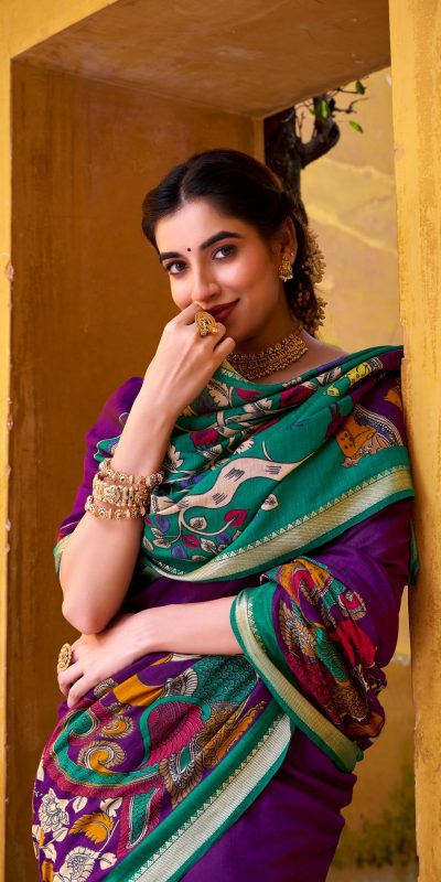 YNF 7048 Purple Color Polyester Chanderi Kalamkari Weaving Work Saree Casual, Wedding, Festive, Events . Expected Delivery 4-6 Working Days @1499/- only | Sarees, Bollywood Sarees, Creative Sarees, Designer Sarees, Embroidered Sarees, Ethnic Saree, Modern Digital sarees, Party Wear Sarees