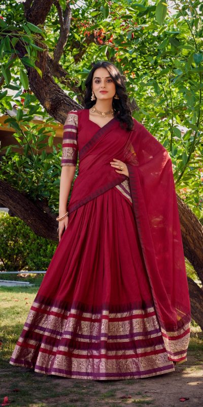 LNB 1902 Red Color Chanderi Plain With Zari Weaving Work Lehenga Choli Wedding, Party, Festive, Events Etc. Delivery 4-6 Working Days Rs 2099 | Lehenga, Bollywood Lehenga, Creative Lehenga, Designer Lehenga, Embroidered Lehenga, Party Wear Lehenga