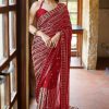 DF 3451 Red Color Faux Georgette 5mm Sequence Embroidery Work Saree Casual, Wedding, Festive, Events . Expected Delivery  4-6 Working Days @1799/- only                                                 | Sarees, Bollywood Sarees, Creative Sarees, Designer Sarees, Embroidered Sarees, Ethnic Saree, Modern Digital sarees, Party Wear Sarees