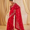 DF 3456 Red Color Heavy quality Faux Georgette Original Mirror Saree Casual, Wedding, Festive, Events . Expected Delivery  4-6 Working Days @2099/- only                                                                                | Sarees, Bollywood Sarees, Creative Sarees, Designer Sarees, Embroidered Sarees, Ethnic Saree, Modern Digital sarees, Party Wear Sarees