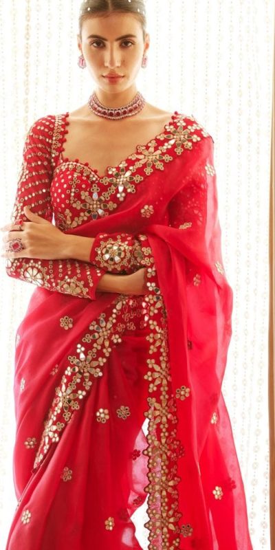 DF 3456 Red Color Heavy quality Faux Georgette Original Mirror Saree Casual, Wedding, Festive, Events . Expected Delivery  4-6 Working Days @2099/- only                                                                                | Sarees, Bollywood Sarees, Creative Sarees, Designer Sarees, Embroidered Sarees, Ethnic Saree, Modern Digital sarees, Party Wear Sarees