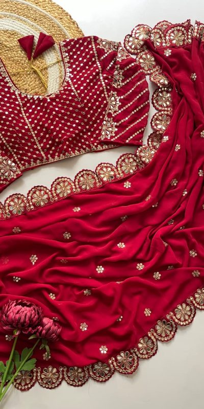 DF 3457 Red Color Georgette Sequence Original Mirror Work Saree Casual, Wedding, Festive, Events . Expected Delivery 4-6 Working Days @2099/- only | Sarees, Bollywood Sarees, Creative Sarees, Designer Sarees, Embroidered Sarees, Ethnic Saree, Modern Digital sarees, Party Wear Sarees
