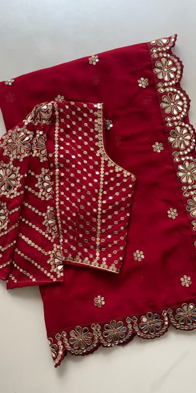 DF 3457 Red Color Georgette Sequence Original Mirror Work Saree Casual, Wedding, Festive, Events . Expected Delivery 4-6 Working Days @2099/- only | Sarees, Bollywood Sarees, Creative Sarees, Designer Sarees, Embroidered Sarees, Ethnic Saree, Modern Digital sarees, Party Wear Sarees