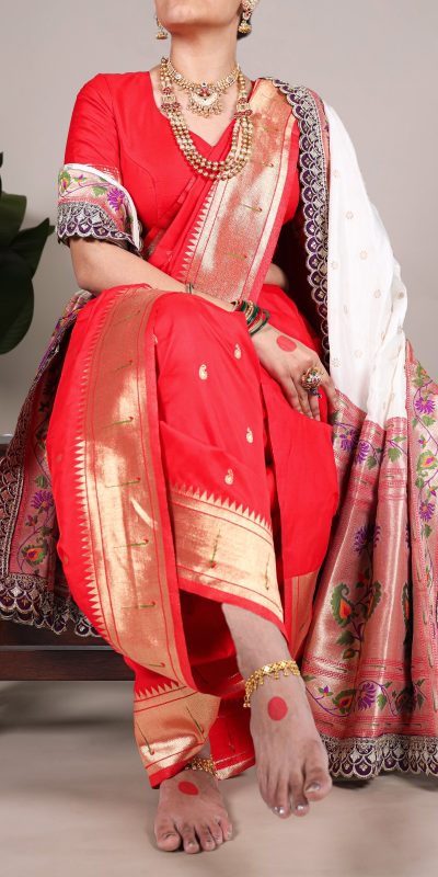 YNF 7407 Red Color Jacquard Silk Paithani Zari Weaving Work Saree Casual, Wedding, Festive, Events . Expected Delivery  4-6 Working Days @3349/- only                                                                                | Sarees, Bollywood Sarees, Creative Sarees, Designer Sarees, Embroidered Sarees, Ethnic Saree, Modern Digital sarees, Party Wear Sarees