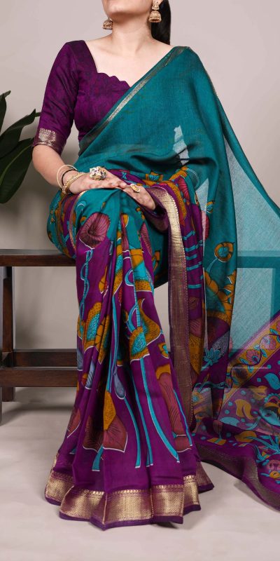 YNF 7036 Teal Color Polyester Chanderi Printed Zari Weaving Work Saree Casual, Wedding, Festive, Events . Expected Delivery 4-6 Working Days @1499/- only | Sarees, Bollywood Sarees, Creative Sarees, Designer Sarees, Embroidered Sarees, Ethnic Saree, Modern Digital sarees, Party Wear Sarees