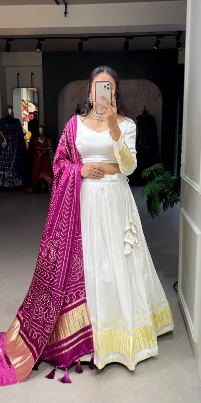 LNB 1653 White Color Gaji Silk Dyeing With Lagdi patta Lehenga Choli Wedding, Party, Festive, Events Etc. Delivery 4-6 Working Days Rs 3499 | Lehenga, Bollywood Lehenga, Creative Lehenga, Designer Lehenga, Embroidered Lehenga, Party Wear Lehenga