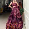 LNB 1232 Wine Color Tasar Silk Floral Print With Foil Work Lehenga Choli Wedding, Party, Festive, Events Etc. Delivery 4-6 Working Days Rs 2149 | Lehenga, Bollywood Lehenga, Creative Lehenga, Designer Lehenga, Embroidered Lehenga, Party Wear Lehenga