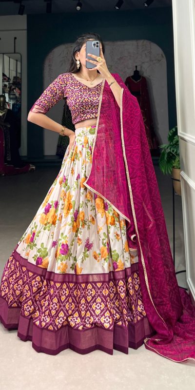 LNB 1689 Wine Color Tussar Silk Floral And Patola Print With Foil Work Lehenga Choli Wedding, Party, Festive, Events Etc. Delivery 4-6 Working Days Rs 2099 | Lehenga, Bollywood Lehenga, Creative Lehenga, Designer Lehenga, Embroidered Lehenga, Party Wear Lehenga