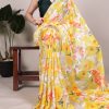 YNF 7017 Yellow Color Dull Satin Floral Printed Saree Casual, Wedding, Festive, Events . Expected Delivery  4-6 Working Days @1499/- only                                                                                | Sarees, Bollywood Sarees, Creative Sarees, Designer Sarees, Embroidered Sarees, Ethnic Saree, Modern Digital sarees, Party Wear Sarees