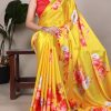 YNF 7054 Yellow Color Satin Silk Floral Printed Saree Casual, Wedding, Festive, Events . Expected Delivery  4-6 Working Days @1549/- only                                                                                | Sarees, Bollywood Sarees, Creative Sarees, Designer Sarees, Embroidered Sarees, Ethnic Saree, Modern Digital sarees, Party Wear Sarees