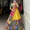 LNB 1235 Yellow Color Tasar Silk Kalamkari With Foil Work Lehenga Choli Wedding, Party, Festive, Events Etc. Delivery 4-6 Working Days Rs 2499 | Lehenga, Bollywood Lehenga, Creative Lehenga, Designer Lehenga, Embroidered Lehenga, Party Wear Lehenga