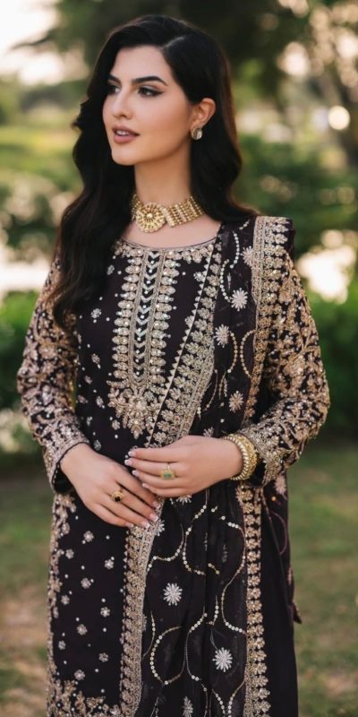 SRK 5238 Black Faux Georgette With 5mm Embroidery Sequence Work with Beads Work Wedding, Party, Festive, Events, 4-6 Working Days At 2399 | Jump Suits, Salwar suit, Casual Suits, Creative suits, Designer Suits, Palazzo Suits, Party Wear Suits, Patiala Suits, Straight Suits