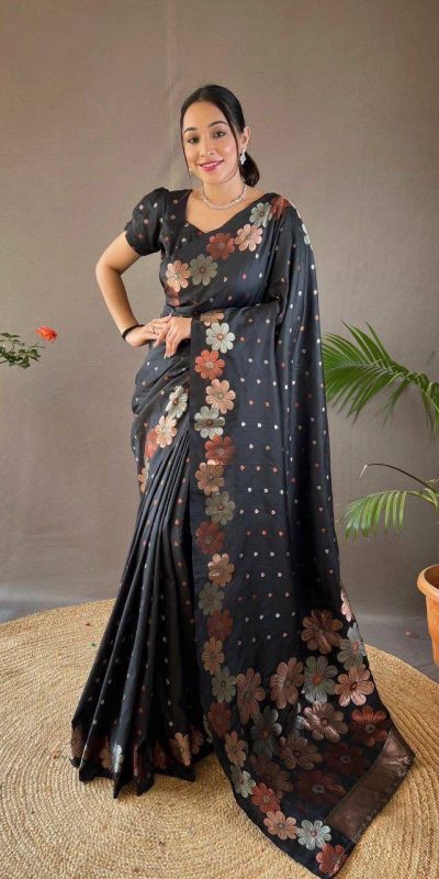 KP 6003 Black Soft Lichi Silk Cloth Lace Work & Lace Border Saree in Best Price ₹1399. Delivery 4-6 Working Days. Shop now. | Sarees, Bollywood Sarees, Creative Sarees, Designer Sarees, Embroidered Sarees, Ethnic Saree, Modern Digital sarees, Party Wear Sarees