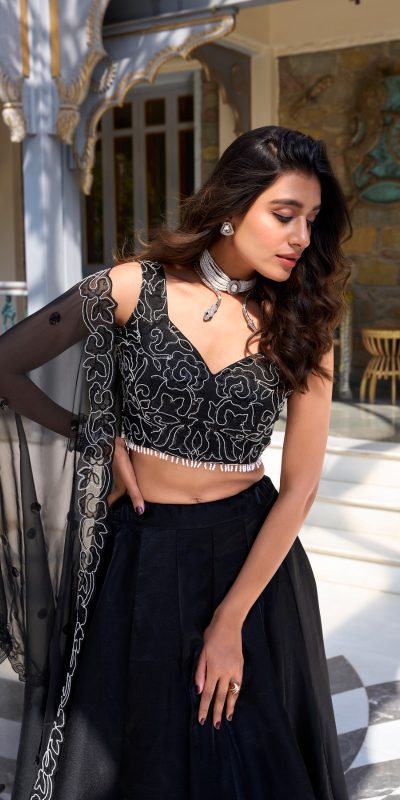 LNB 1428 Black Star Satin Embroidery Work & Sequins Work Lehenga Choli in . Now at just ₹3199. Delivery 4-6 Working Days. Shop now. | Lehenga, Bollywood Lehenga, Creative Lehenga, Designer Lehenga, Embroidered Lehenga, Party Wear Lehenga