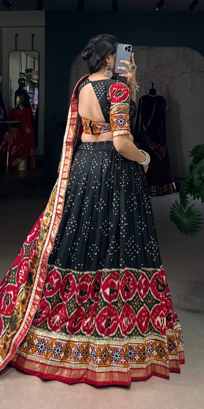 LNB 1734 Black Tasar Silk Gamthi Work With MirrorWork Lehenga Choli Introductory Price ₹2999. Delivery 4-6 Working Days. Shop now. | Lehenga, Bollywood Lehenga, Creative Lehenga, Designer Lehenga, Embroidered Lehenga, Party Wear Lehenga