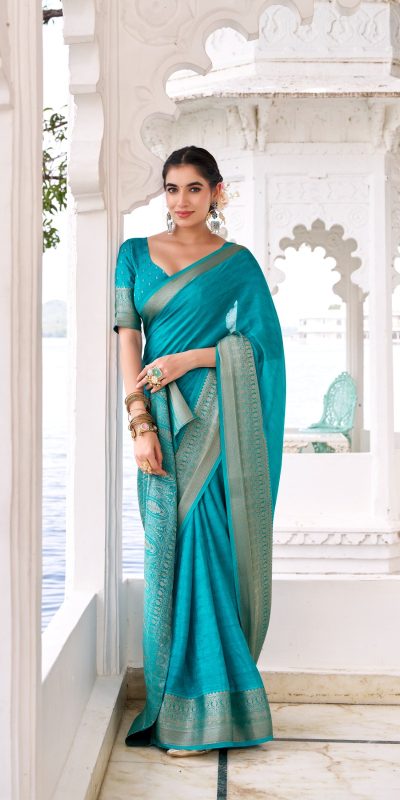 YNF 7902 Firozi Color Chinon Printed With Zari Weaving Work Saree With Zari Work. Best Price ₹1549. Delivery 4-6 Working Days. Shop now. | Sarees, Bollywood Sarees, Creative Sarees, Designer Sarees, Embroidered Sarees, Ethnic Saree, Modern Digital sarees, Party Wear Sarees