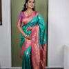 Firozi Soft Paithani Silk Zari Work Lace Saree