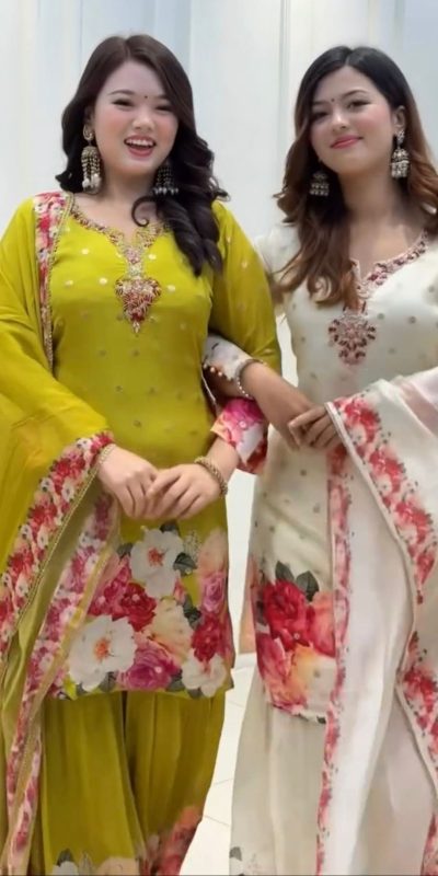 SRK 5301 Green Heavy Faux Georgette With 5mm Embroidery Sequence Work With Digital print Full Sleeve Salwar Suit Wedding, Party, 4-6 Working Days At 1999 | Jump Suits, Salwar suit, Casual Suits, Creative suits, Designer Suits, Palazzo Suits, Party Wear Suits, Patiala Suits, Straight Suits