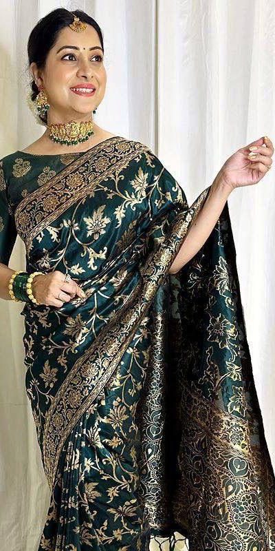 KP 4077 Green Soft Lichi Silk Saree Perfect for Wedding, Party, Baisakhi, Temple Visit, Anniversary . Best Price ₹1349. Delivery 4-6 Working Days. | Sarees, Bollywood Sarees, Creative Sarees, Designer Sarees, Embroidered Sarees, Ethnic Saree, Modern Digital sarees, Party Wear Sarees