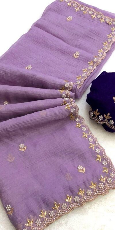 BT 1267 Lavender in Crunchy Chiffon Embroidery Work Saree . Wedding, Party, Festive, Events, Exclusive Offer ₹1749. Delivery 4-6 Working Days. Shop now. | Sarees, Bollywood Sarees, Creative Sarees, Designer Sarees, Embroidered Sarees, Ethnic Saree, Modern Digital sarees, Party Wear Sarees