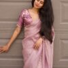Lavender Gold Crush Lace Border Work Saree