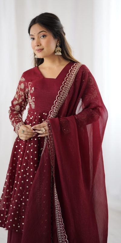 ZSR 3134 Maroon Maroon Crunchy Silk Salwar Suit Perfect for Wedding, Party, Sangeet, Anniversary, Housewarming Introductory Price ₹2399. Delivery 4-6 | Jump Suits, Salwar suit, Casual Suits, Creative suits, Designer Suits, Palazzo Suits, Party Wear Suits, Patiala Suits, Straight Suits