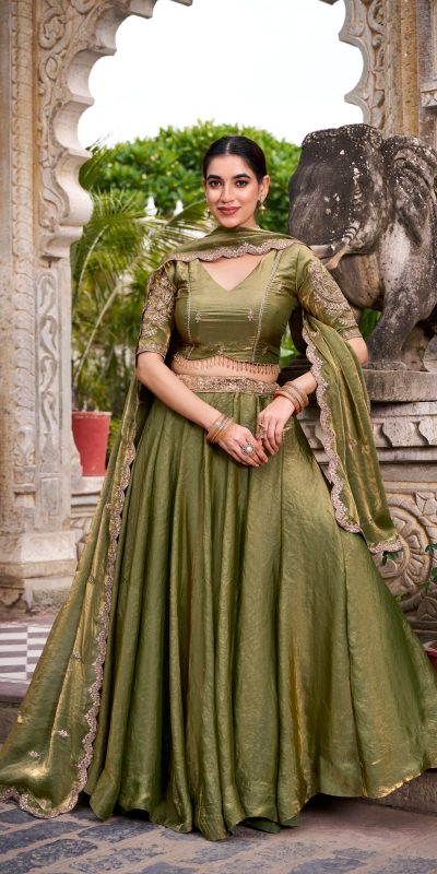 LNB 1440 Mehendi Fendi Sequins Work & Embroidery Work Lehenga Choli in . Introductory Price ₹2999. Delivery 4-6 Working Days. Shop now. | Lehenga, Bollywood Lehenga, Creative Lehenga, Designer Lehenga, Embroidered Lehenga, Party Wear Lehenga