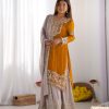 SR 1676 Mustard Heavy Faux Georgette With Heavy Embroidery Perfect for Wedding, Party, Ethnic Day, Reception, Diwali 4-6 Working Days At 2049/- Only | Jump Suits, Salwar suit, Casual Suits, Creative suits, Designer Suits, Palazzo Suits, Party Wear Suits, Patiala Suits, Straight Suits