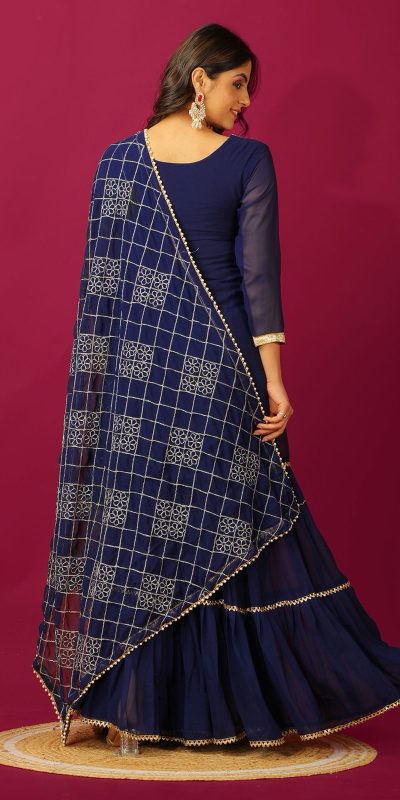 SR 1671 Navy Blue Georgette Salwar Suit Perfect for Wedding, Party, Cultural Events, Temple Visit, Lohri Now at just ₹1799. Delivery 4-6 Working Days. | Jump Suits, Tops & Bottoms, Track Suits, Salwar suit, Casual Suits, Creative suits, Designer Suits, Palazzo Suits, Party Wear Suits, Patiala Suits, Straight Suits, Trendy Wear