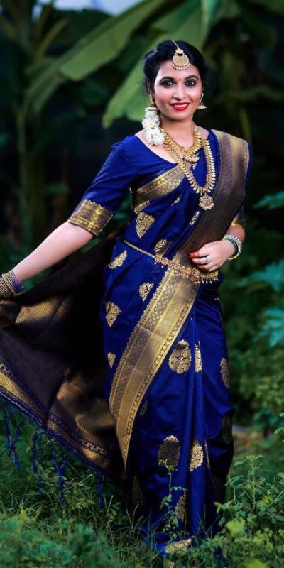 KP 3035 Navy Blue Soft Lichi Silk Saree Perfect for Wedding, Party, Housewarming, Raksha Bandhan, Family Gatherings . Exclusive Offer ₹1399. Delivery | Sarees, Bollywood Sarees, Creative Sarees, Designer Sarees, Embroidered Sarees, Ethnic Saree, Modern Digital sarees, Party Wear Sarees