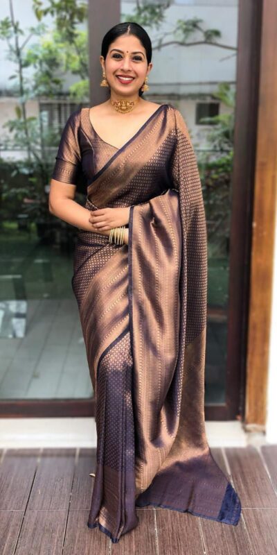 KP 4040 Navy Blue Soft Lichi Silk Saree Perfect for Wedding, Party, Ethnic Day, Raksha Bandhan, Temple Visit β.Exclusive Offer βΉ1299. Delivery 4-6 Working D | Sarees, Bollywood Sarees, Creative Sarees, Designer Sarees, Embroidered Sarees, Ethnic Saree, Modern Digital sarees, Party Wear Sarees